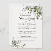 Faire invitation de mariage au eucalyptus | Vert s (Devant)