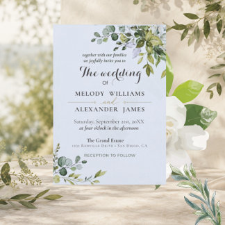 Faire invitation de mariage au eucalyptus | Vert s