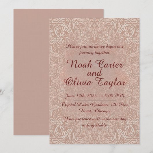 Faire invitation de mariage au laçage rose (Devant / Derrière)
