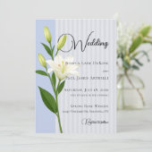 Faire invitation de mariage au lys blanc rayé de b (Debout devant)