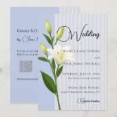 Faire invitation de mariage au lys blanc rayé de b (Devant / Derrière)