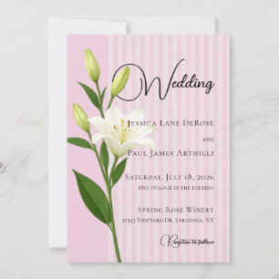 Faire invitation de mariage au lys blanc rayé de r