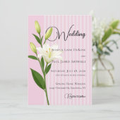 Faire invitation de mariage au lys blanc rayé de r (Debout devant)