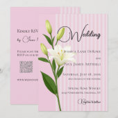 Faire invitation de mariage au lys blanc rayé de r (Devant / Derrière)