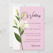 Faire invitation de mariage au lys blanc rose tend (Devant)
