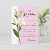 Faire invitation de mariage au lys blanc rose tend (Debout devant)