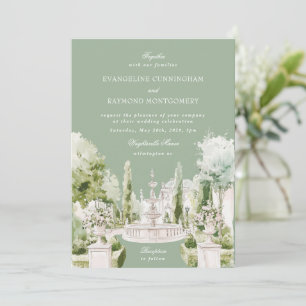Faire invitation de mariage au manoir avec aquarel