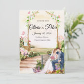 Faire invitation de mariage au tableau noir avec a (Debout devant)