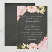 Faire invitation de mariage au tableau noir floral (Devant / Derrière)