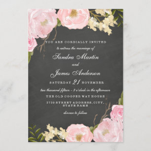 Faire invitation de mariage au tableau noir floral
