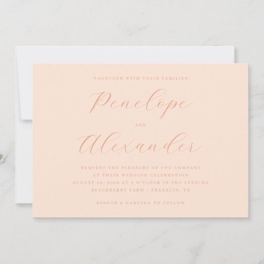 Faire invitation de mariage au ton pêche (Devant)