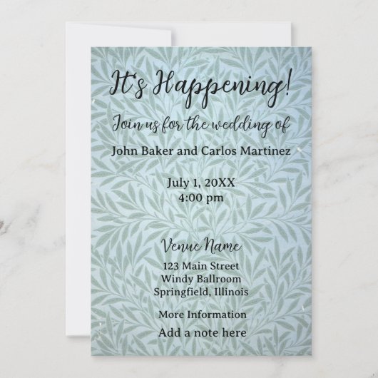 Faire invitation de mariage aux feuilles délicates (Devant)