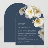 Faire invitation de mariage aux fleurs blanches (Devant / Derrière)