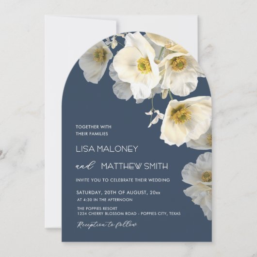 Faire invitation de mariage aux fleurs blanches (Devant)