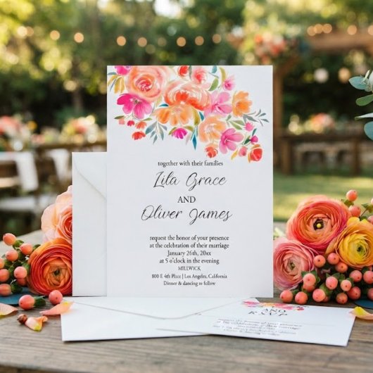 Faire invitation de mariage aux fleurs sauvages