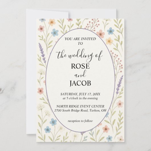 Faire invitation de mariage aux fleurs sauvages ro (Devant)