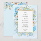 Faire invitation de mariage aux hortensias bleus é (Devant / Derrière)