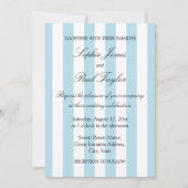 Faire invitation de mariage aux rayures bleues pâl (Devant)
