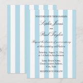 Faire invitation de mariage aux rayures bleues pâl (Devant / Derrière)