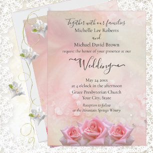 Faire invitation de mariage aux roses roses parfai