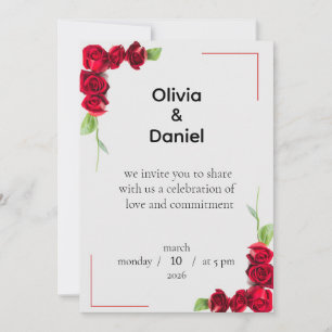 Faire invitation de mariage aux roses rouges