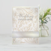 Faire invitation de mariage aux tourbillons beige  (Debout devant)