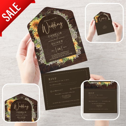 Faire Invitation de Mariage aux Tournesols Rustiqu