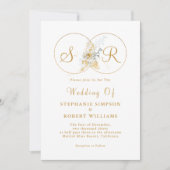 Faire invitation de mariage avec monogramme en or (Devant)