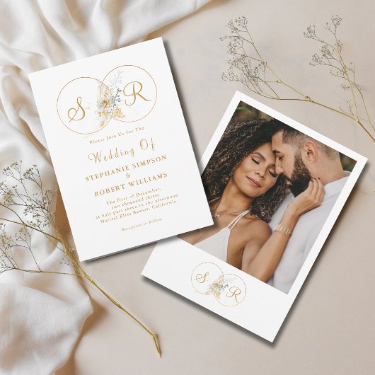 Faire invitation de mariage avec monogramme en or