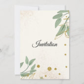Faire invitation de mariage, beige vert or (Dos)
