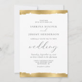 Faire invitation de mariage blanc avec tranche dor (Devant)