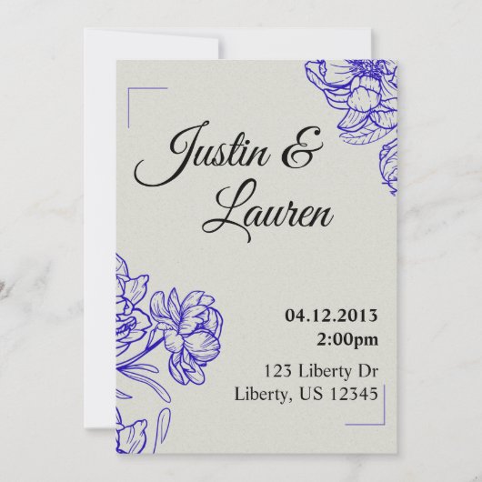 Faire invitation de mariage bleu (Devant)