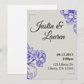 Faire invitation de mariage bleu (Devant / Derrière)