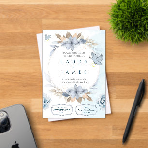 Faire invitation de mariage bleu floral avec colom
