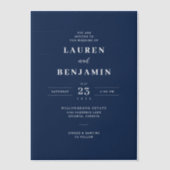 Faire invitation de mariage bleu marine (Recto)
