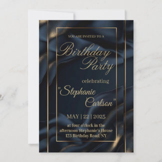 Faire invitation de mariage bleu marine et or