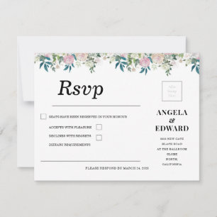 Faire invitation de mariage bleu marine et rose bl