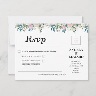Faire invitation de mariage bleu marine et rose bl