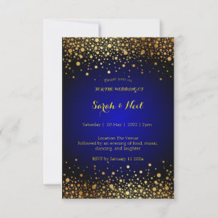 Faire invitation de mariage bleu roi et or