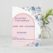 Faire invitation de mariage Bleue Flora (Debout devant)