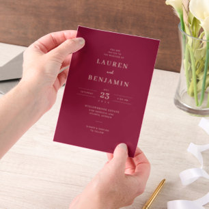 Faire invitation de mariage bordeaux élégant
