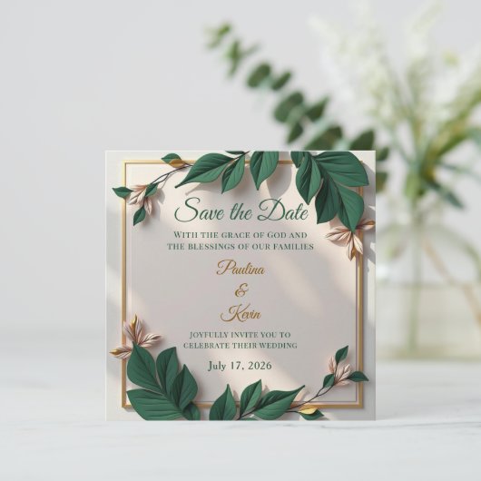Faire invitation de mariage botanique (Debout devant)