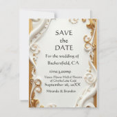 "Faire invitation de mariage botanique dorée éléga (Devant)