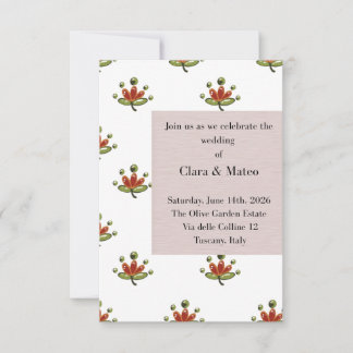 Faire invitation de mariage botanique flore neutre