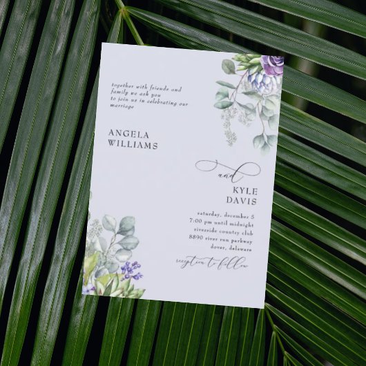 Faire invitation de mariage botanique lavande