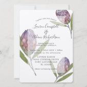 Faire invitation de mariage botanique protea viole (Devant)