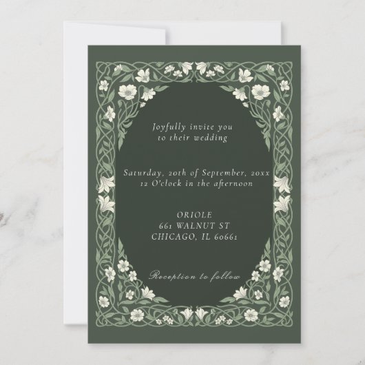 Faire invitation de mariage botanique thème vert é (Devant)