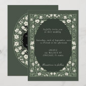 Faire invitation de mariage botanique thème vert é (Devant / Derrière)