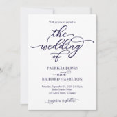 Faire invitation de mariage calligraphié bleu mari (Devant)