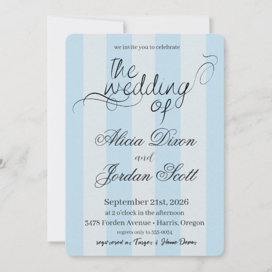 Faire invitation de mariage calligraphié minimalis (Devant)